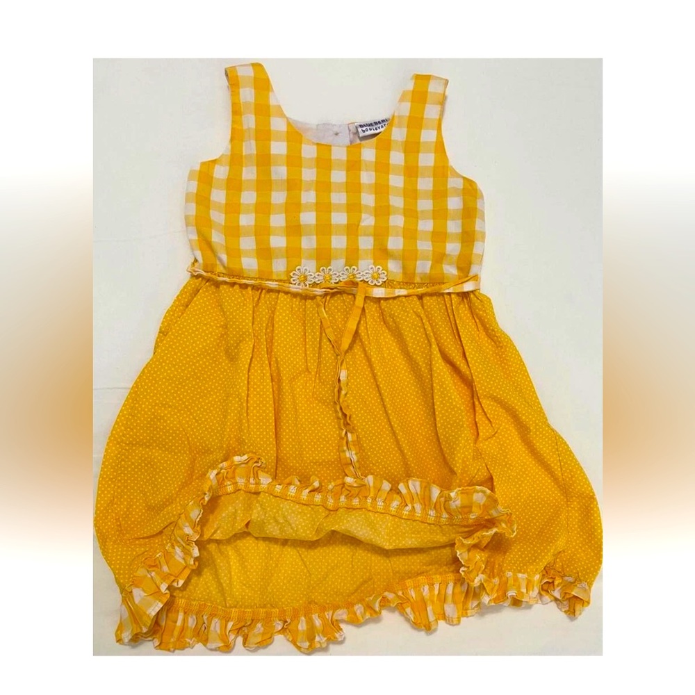 Blueberi Boulevard Girls Yellow DAISY Embroidered Ruffle Sleeveless Dress Size 6